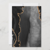 黒モダン金ゴールドアゲートマーブル結婚ズ 招待状 (裏面)