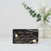 黒モダン金ゴールドアゲート大理石クフェイクレジットカード 名刺 (スタンド正面)