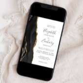 黒モダン金ゴールドアゲ結婚ート 招待状