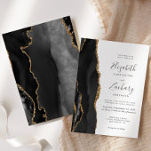 黒モダン金ゴールドアゲ結婚ート 招待状
