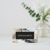 黒モダン金ゴールドアルコールインク 名刺 (スタンド正面)