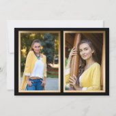 黒モダン金ゴールドアーチ卒業3 – 写真 案内状 (裏面)