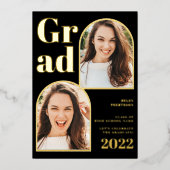 黒モダン金ゴールドアーチ3枚 箔招待状 (正面)