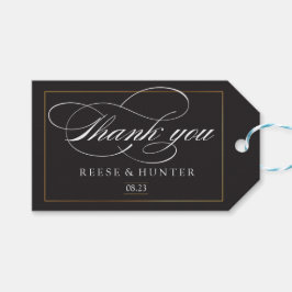 黒モダン金ゴールドエレガントな結婚式ありがとう ギフトタグ