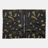 黒モダン金ゴールドエレガントアーチ キッチンタオル (横)