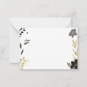 黒モダン金ゴールドエレガントフローラ結婚白 ノートカード (裏面)