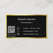 黒モダン金ゴールドエレガントQRコード 名刺 (裏面)