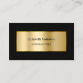 黒モダン金ゴールドエレガントQRコード 名刺 (正面)