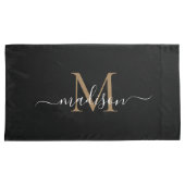黒モダン金ゴールドクラシックモノグラムフェミニンスクリプト 枕カバー (正面右)