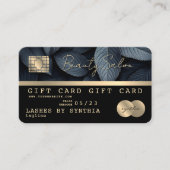 黒モダン金ゴールドクレジットカードギフト証明書 名刺 (正面)