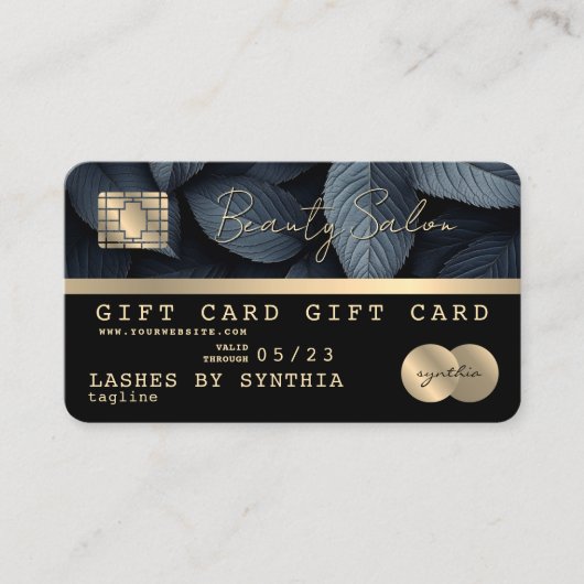 黒モダン金ゴールドクレジットカードギフト証明書 名刺 (正面)