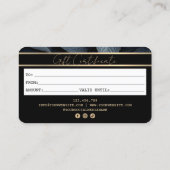 黒モダン金ゴールドクレジットカードギフト証明書 名刺 (裏面)