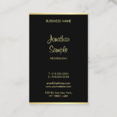 黒モダン金ゴールドクール手書きパーソナライズされた 名刺 (裏面)