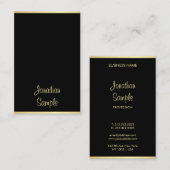 黒モダン金ゴールドクール手書きパーソナライズされた 名刺 (正面/裏面)