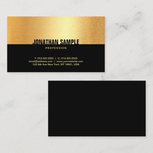 黒モダン金ゴールドグラマーテンプレートエレガントトップ 名刺 (正面/裏面)