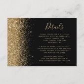 黒モダン金ゴールドグリッターエッジ結婚の詳細 エンクロージャーカード (正面)