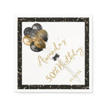 黒モダン金ゴールドグリッタースパークルアエージ誕生日