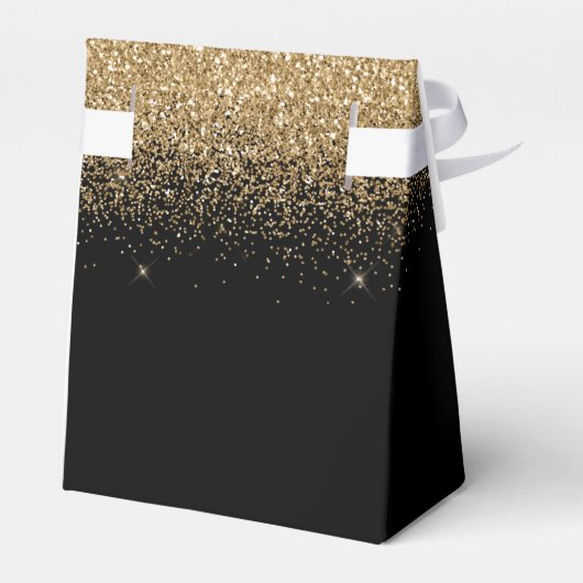 黒モダン金ゴールドグリッタースパークルアエージ誕生日 フェイバーボックス (裏面サイド)