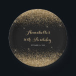 黒モダン金ゴールドグリッタースパークルアエージ誕生日 ペーパープレート<br><div class="desc">グラムモダンブラック金ゴールドグリッタースパークルエレガントスクリプト書道任意の年齢誕生日紙プレート</div>