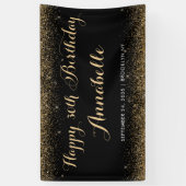 黒モダン金ゴールドグリッタースパークルアエージ誕生日 横断幕 (縦)