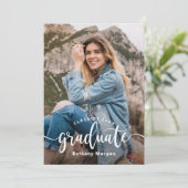 黒モダン金ゴールドグリッターバルーン卒業写真 招待状 (スタンド正面)