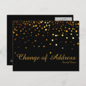 黒モダン金ゴールドグリッターフェイクアドレスの変更 案内ポストカード (正面/裏面)