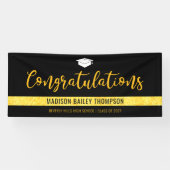 黒モダン金ゴールドグリッター卒業 横断幕 (横)