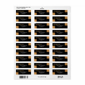 黒モダン金ゴールドグリッター差出人住所 ラベル (フルシート)