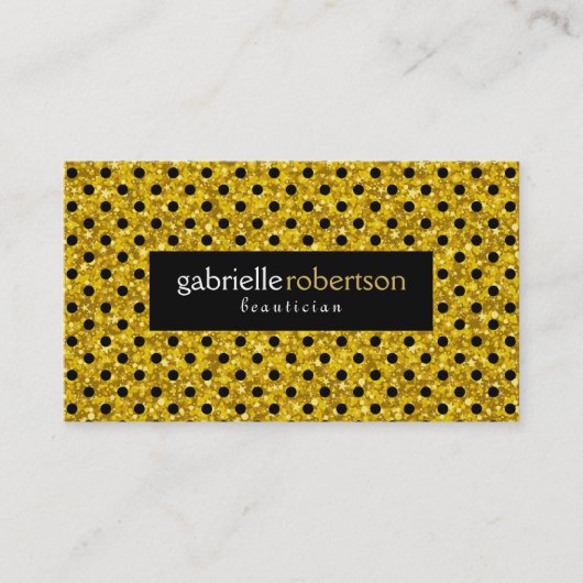 黒モダン金ゴールドグリッター模様 名刺 (正面)