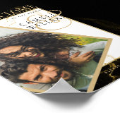 黒モダン金ゴールドグリッター結婚の歓迎サイン ポスター (角)