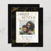 黒モダン金ゴールドグリッター結婚ズ (正面/裏面)