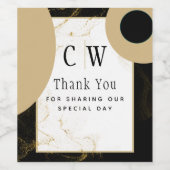 黒モダン金ゴールドグリッター結婚ズ ワインラベル (シングルラベル)