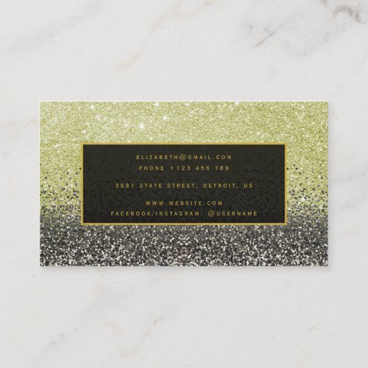 黒モダン金ゴールドグリッター美しいメイクアップ 名刺 (裏面)