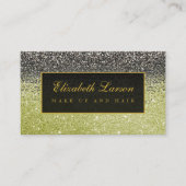 黒モダン金ゴールドグリッター美しいメイクアップ 名刺 (正面)