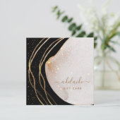 黒モダン金ゴールドグリッター美容師ギフトカード (スタンド正面)