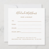 黒モダン金ゴールドグリッター美容師ギフトカード (裏面)