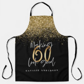 黒モダン金ゴールドグリッター60th誕生日タイポグラフィ エプロン (正面)