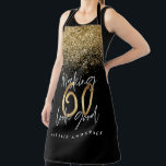 黒モダン金ゴールドグリッター60th誕生日タイポグラフィ エプロン<br><div class="desc">黒モダン金ゴールドグリッター60th誕生日タイポグラフィ</div>