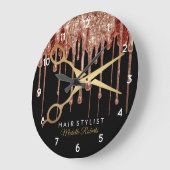 黒モダン金ゴールドグリッター ラージ壁時計 (傾斜)