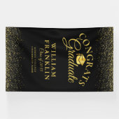 黒モダン金ゴールドグリッター 横断幕 (横)