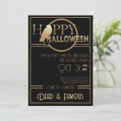 黒モダン金ゴールドシック大人グラムハローウィンパーティ 招待状 (スタンド正面)