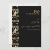 黒モダン金ゴールドシック大人グラムハローウィンパーティ 招待状 (裏面)