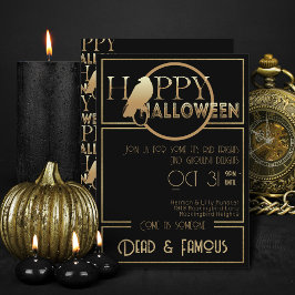 黒モダン金ゴールドシック大人グラムハローウィンパーティ 招待状