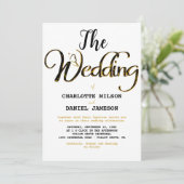 黒モダン金ゴールドシンプル結婚ズ 招待状 (スタンド正面)