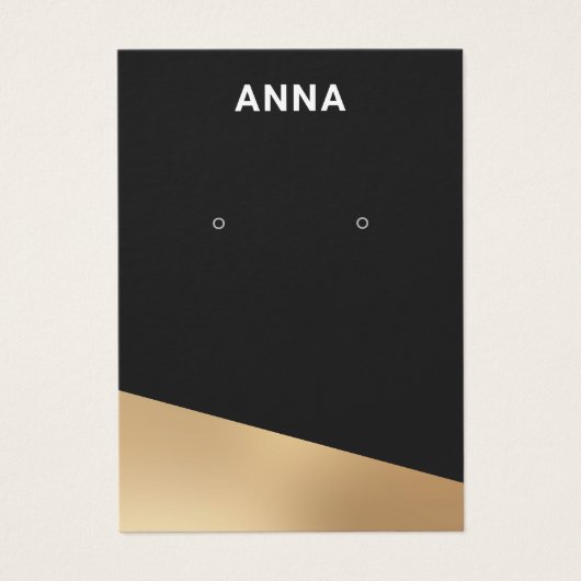 黒モダン金ゴールドジュエリーイヤリング表示カード (正面)