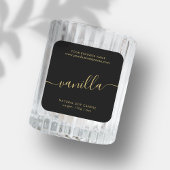 黒モダン金ゴールドスクリプトろうそく製品ラベル スクエアシール