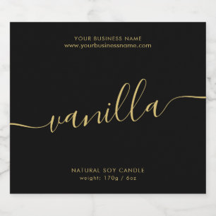 黒モダン金ゴールドスクリプトろうそく製品ラベル スパークリングワインラベル