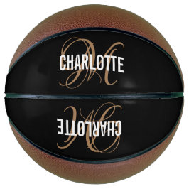 黒モダン金ゴールドスクリプト名バスケットボール バスケットボール