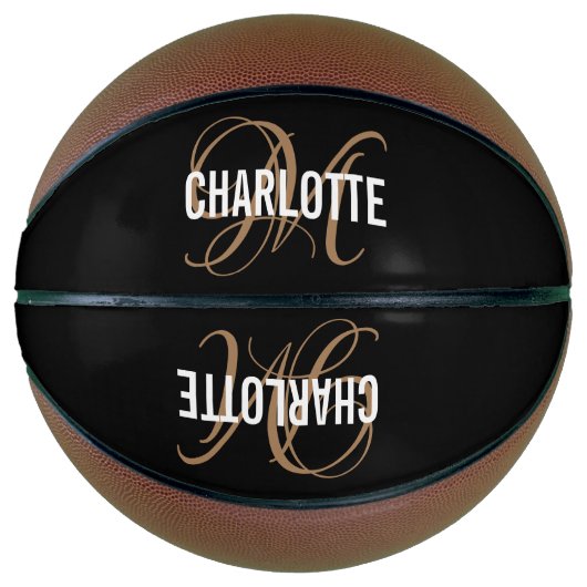 黒モダン金ゴールドスクリプト名バスケットボール バスケットボール (正面)