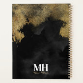 黒モダン金ゴールドスクリプト名モノグラム プランナー手帳 (裏面)